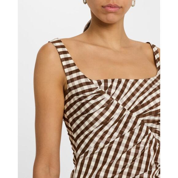 Lela Rose Plaid Taffeta Maxi Dress Walnut - US 2 - Picture 4 of 5